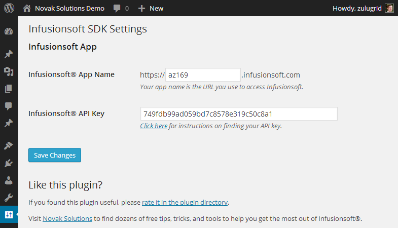 All it requires is your app name and API key.