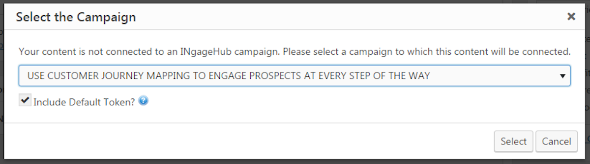 The first step is to link the content to an INgageHub campaign.