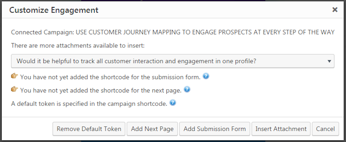 After the campaign is linked, use the same tool to add engagement features to your content.