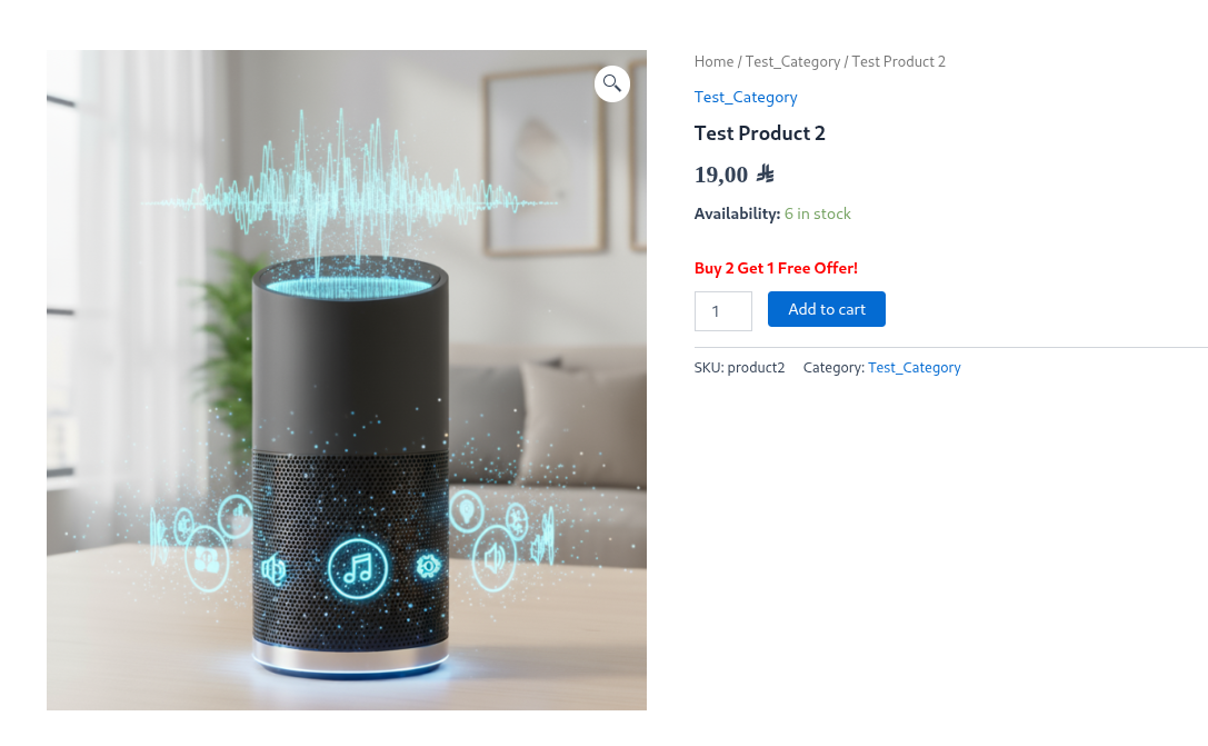 **Frontend Product Display** - BOGO offers shown on product pages