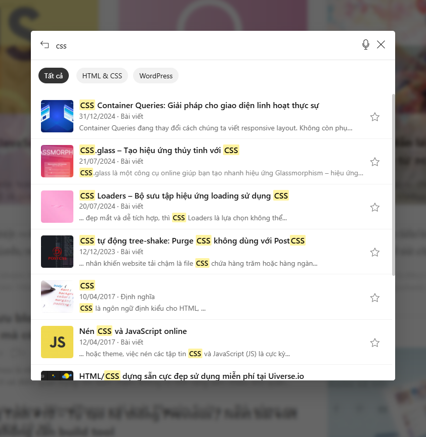 Fullscreen Style: overlay modal using `style-full.css` preset