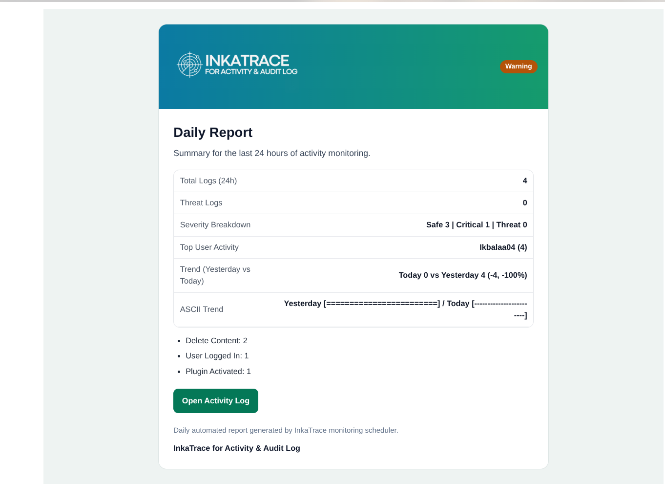 Log detail modal with event metadata, IP information, related resource shortcuts, and locally stored incident notes.