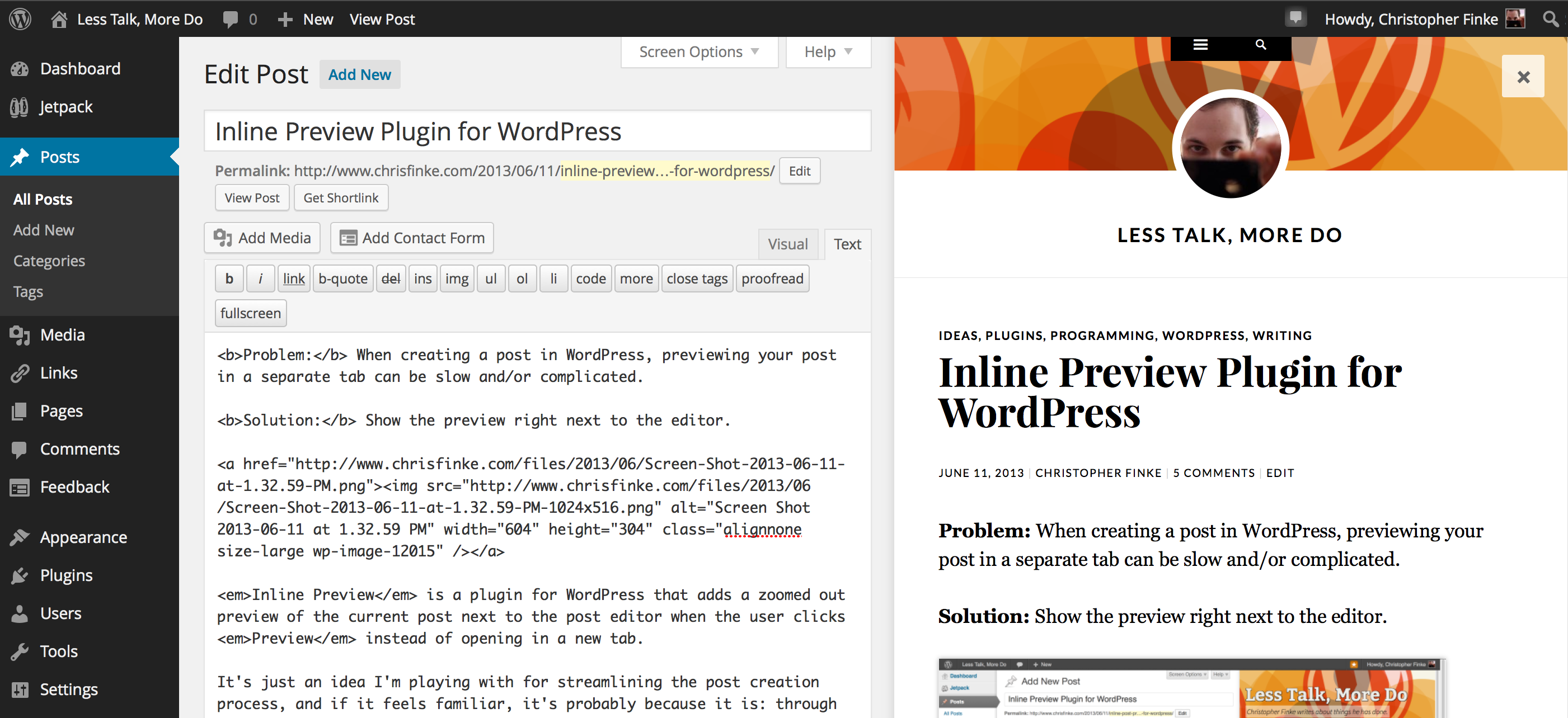 An example of Inline Preview in action.