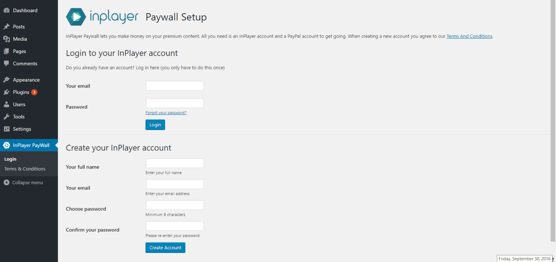 Create new InPlayer Merchant account