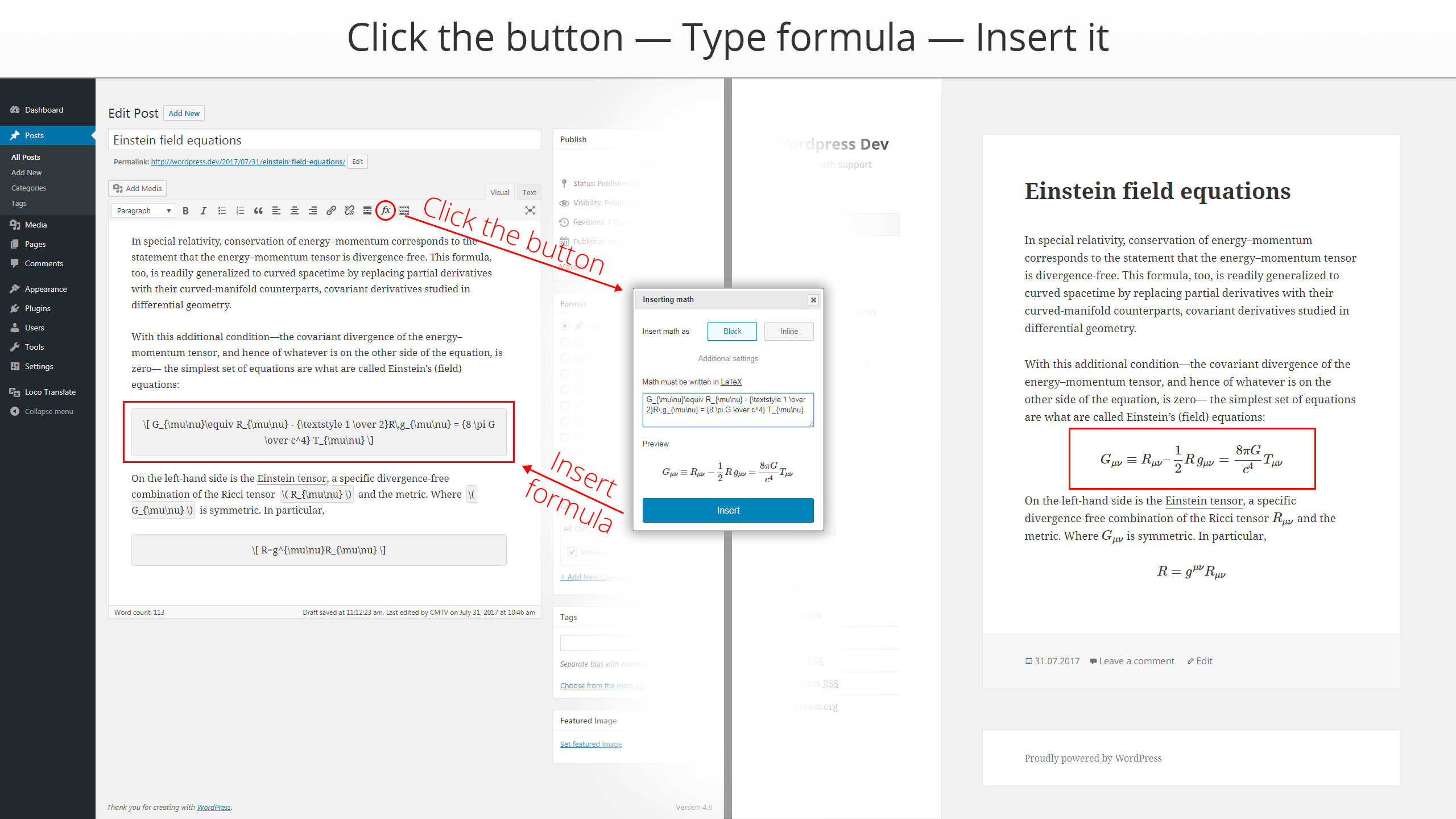 Inserting and editing formulas with handy dialog. Monitor the results in process of typing formula.