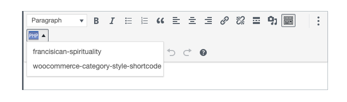 The shortcodes are easily accessible in the content editor