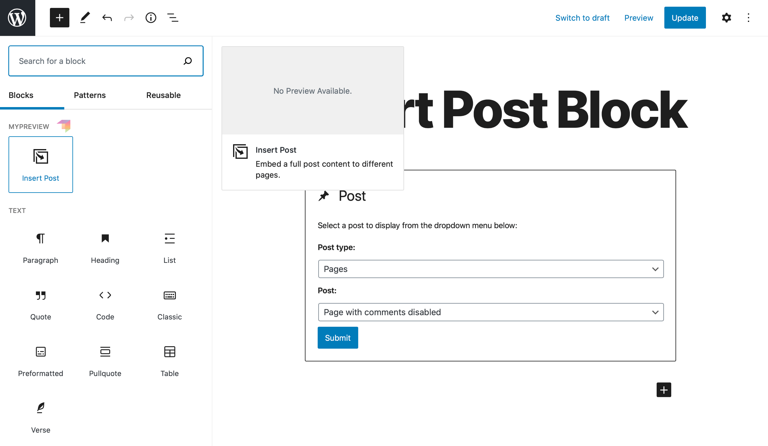 Block icon within the block-inserter menu.
