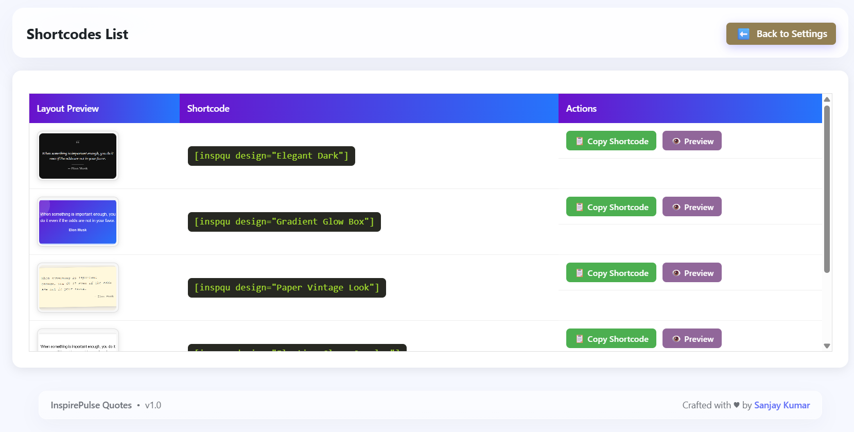 Shows Quotes list installed via Default Installer