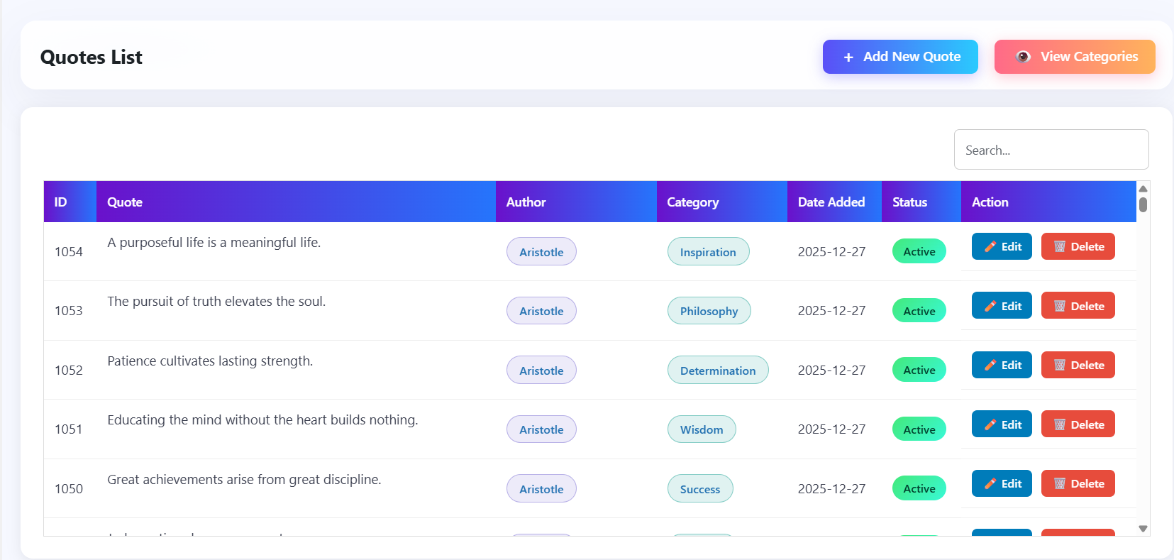 Shows All Available Settings