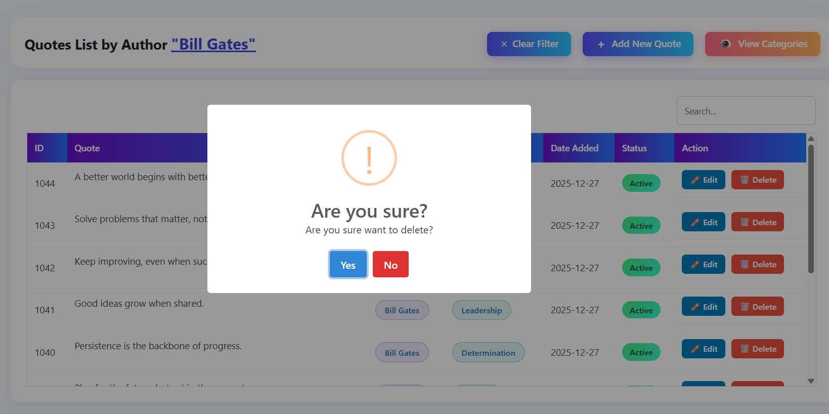 Public view when no quotes available