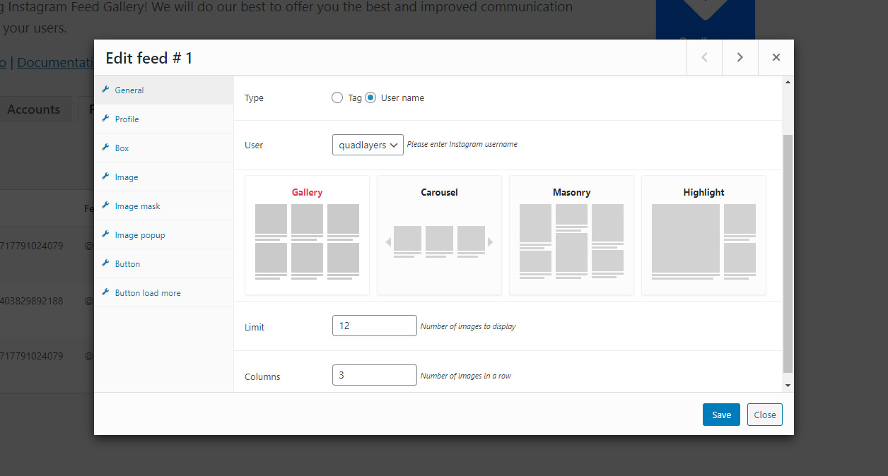 Instagram Feed – Instagram feed **layouts** (gallery, carousel, masonry)