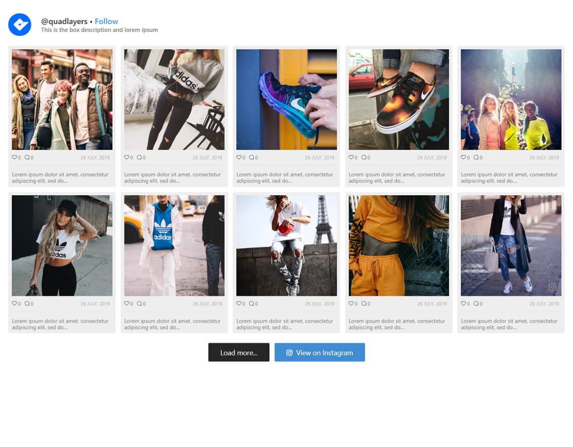 Instagram Feed – **Gallery layout** for Instagram feed gallery