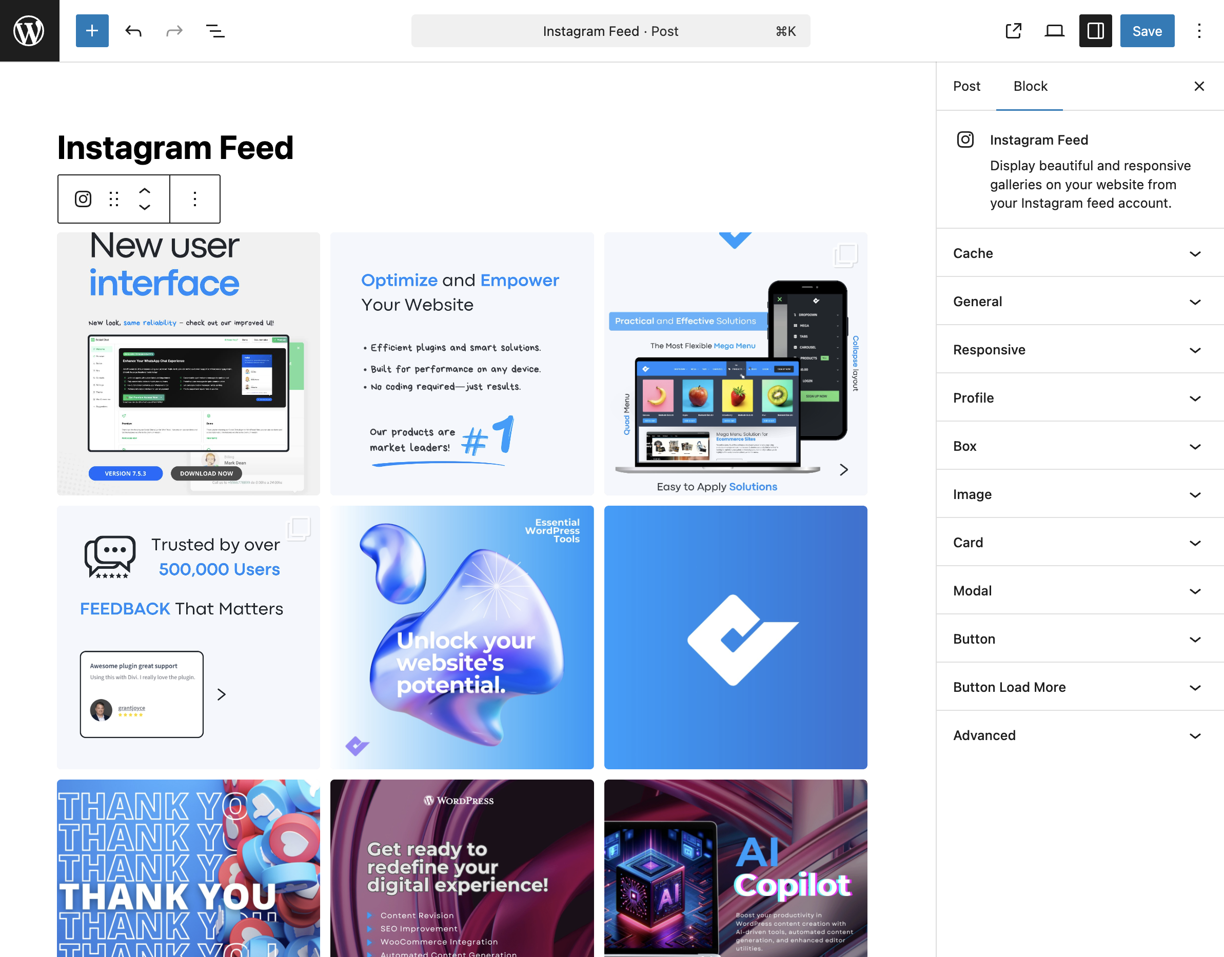 Instagram Feed – **Gutenberg block** for adding an Instagram feed