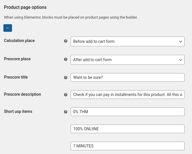 Offer settings