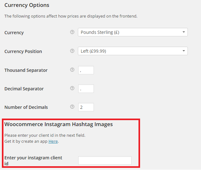 plugin settings (under woocommerce settings)