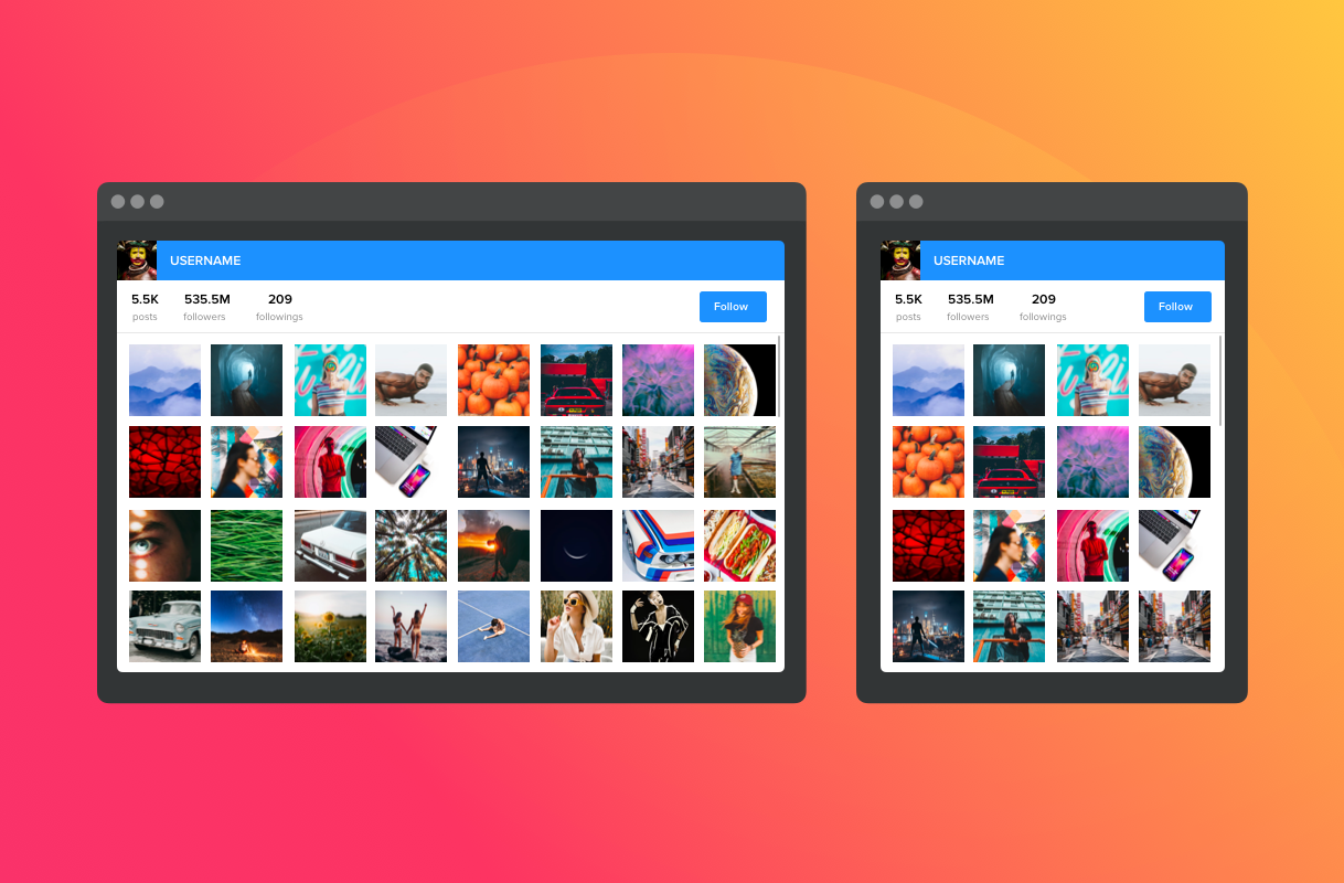 Default look of Instagram widget in InstaLink Lite – clean design with the most needed features