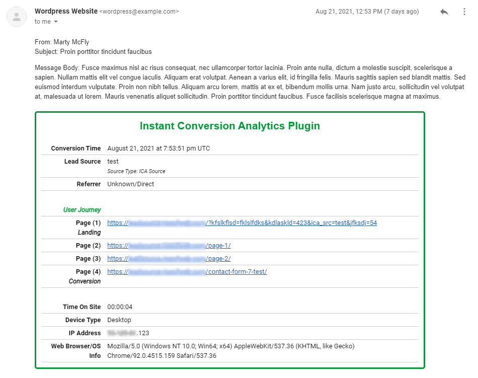 Example Contact Form 7 Submission Email