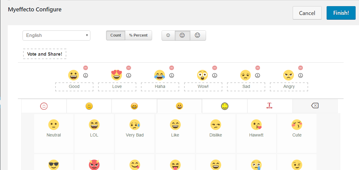 Myeffecto plugin create page