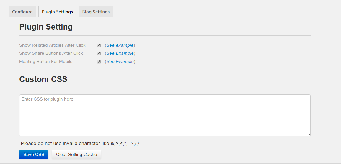 Myeffecto plugin-setting page