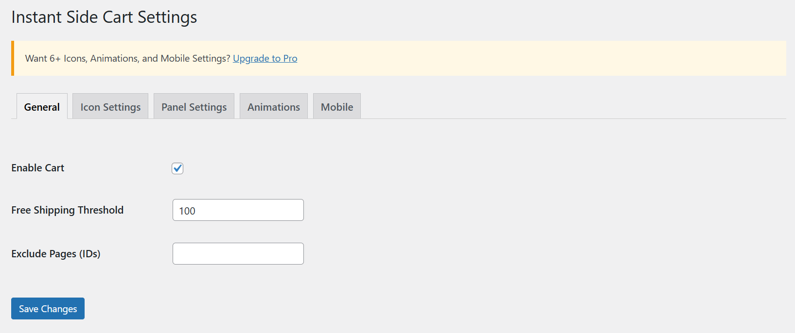 The settings screen in the WordPress dashboard.