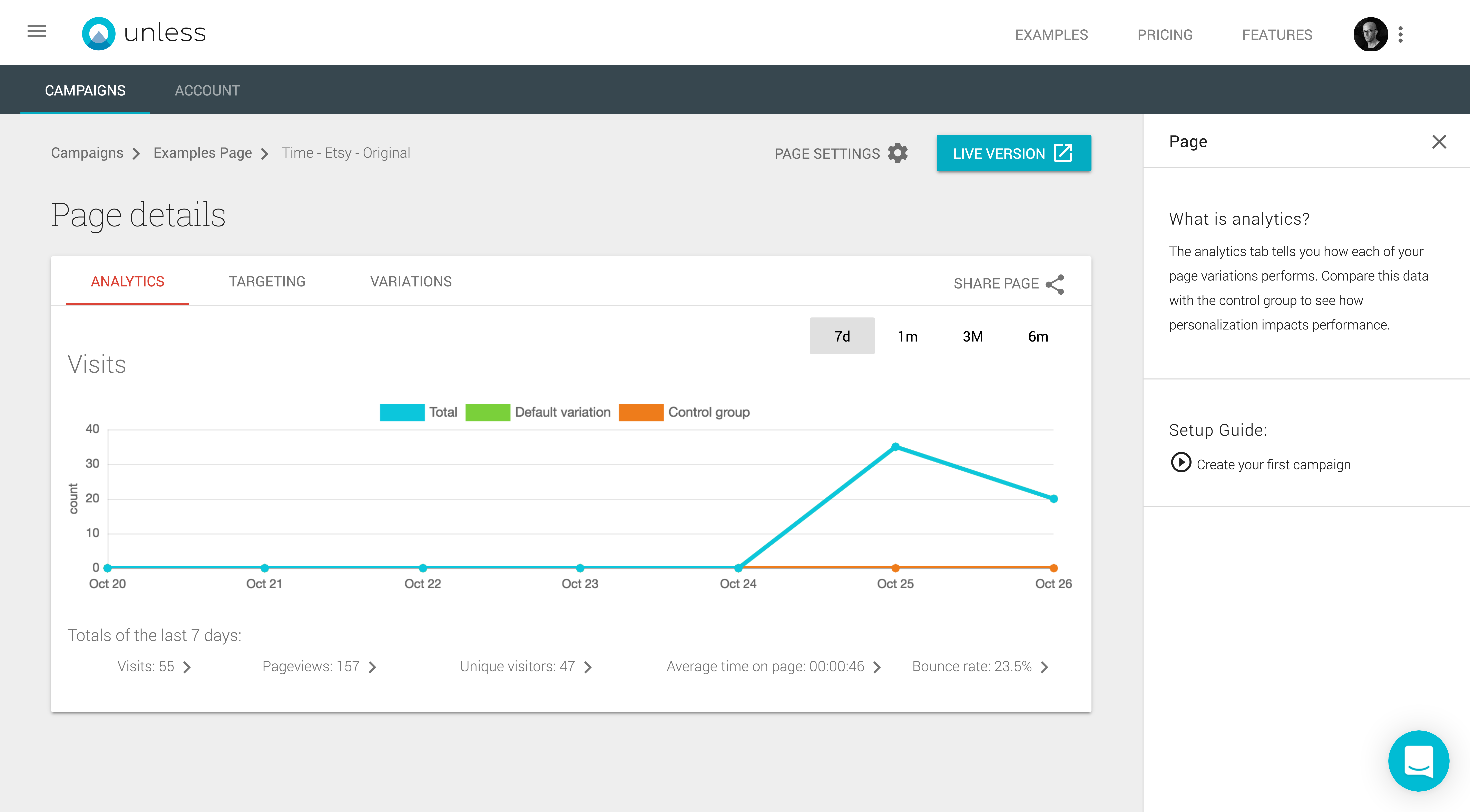 Using control groups, you can track the performance of your personalized variations.