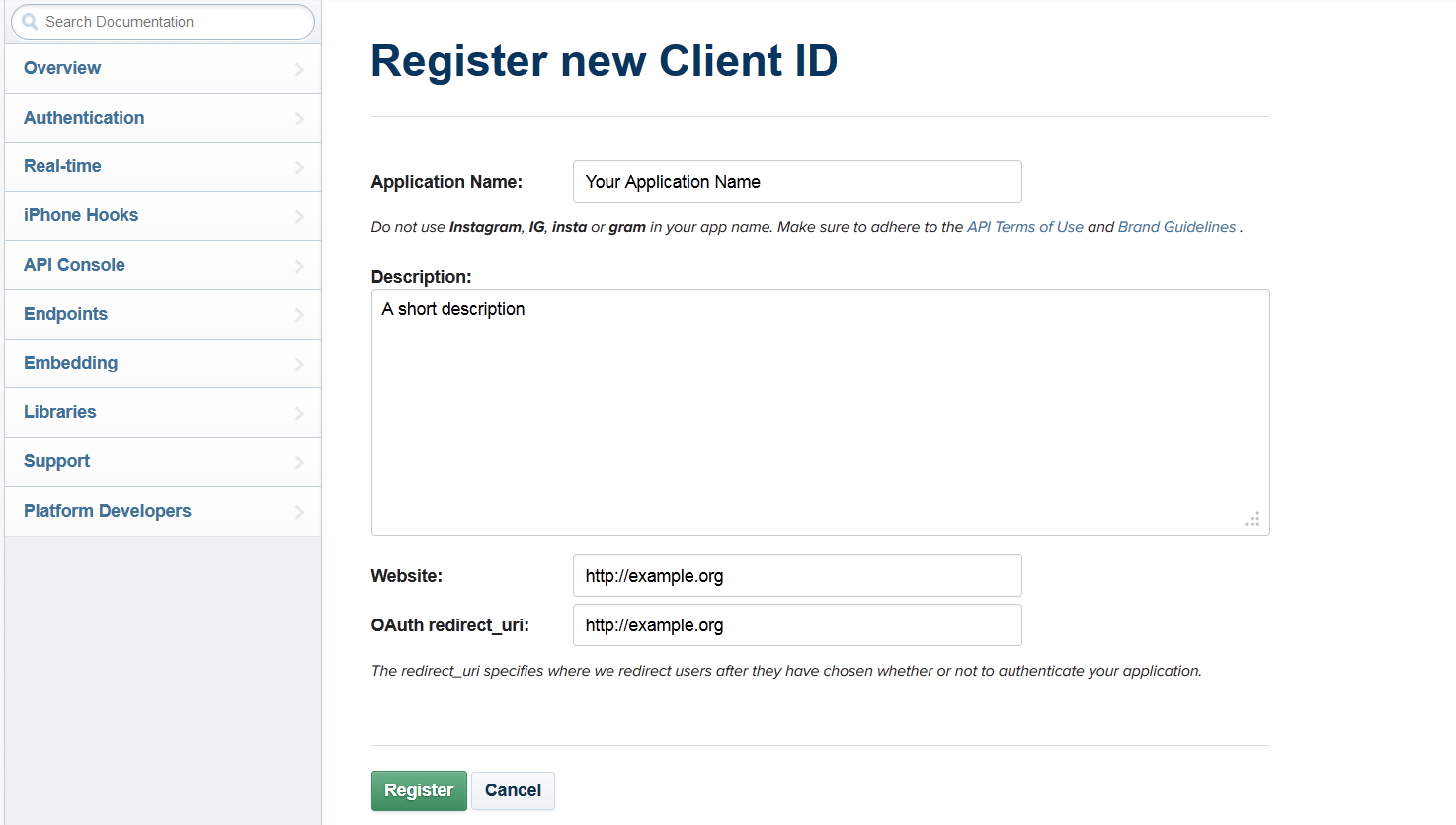 Navigate to http://instagram.com/developer/clients/register/ and create your Instagram Application