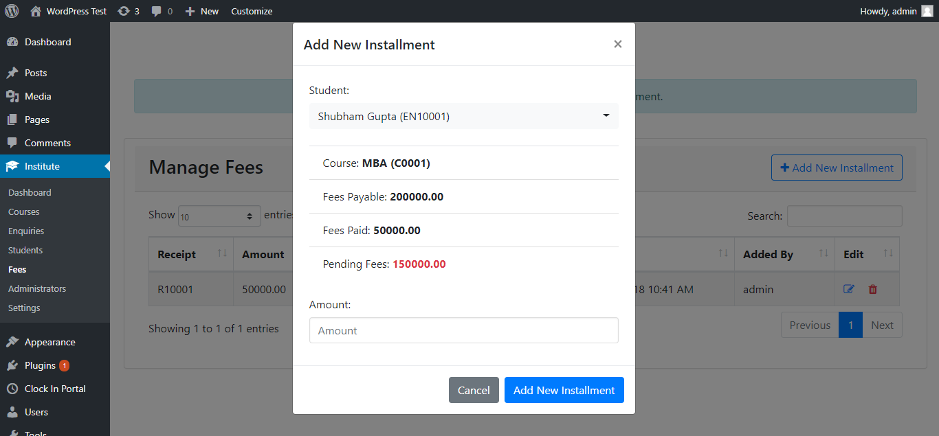 Manage Fees and Installments