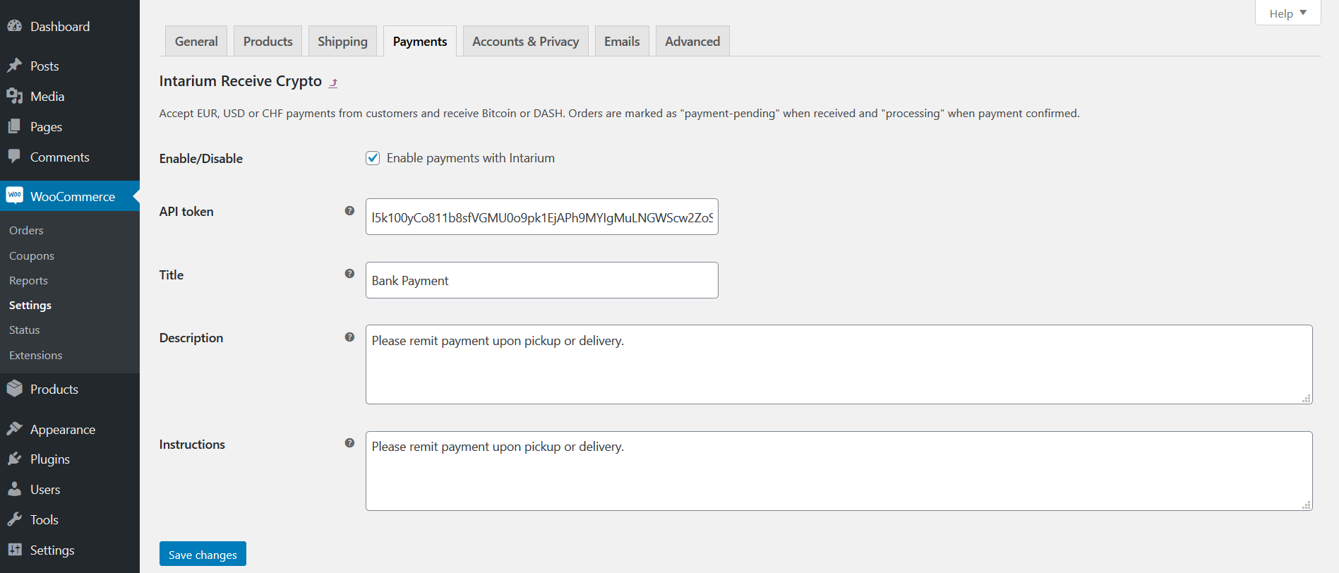 Payment Method Settings