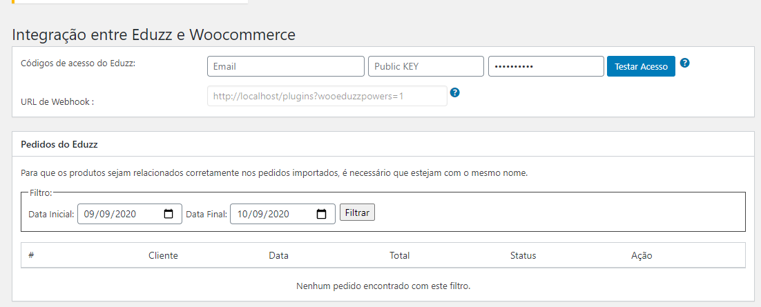 Plugin admin área.