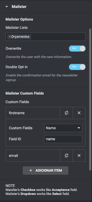 Inside Mailster tab, update the Field ID with the corresponding custom field.
