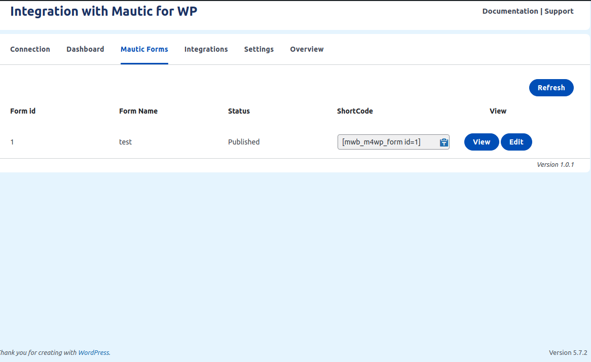 Mautic WordPress default Form Setup