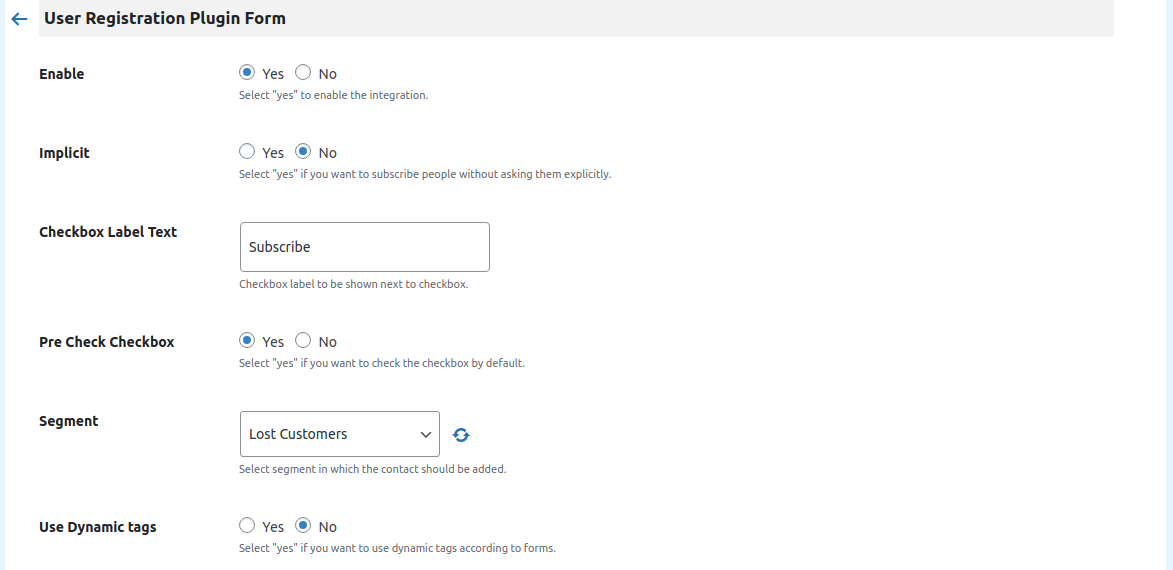 Dynamic Tags Setting