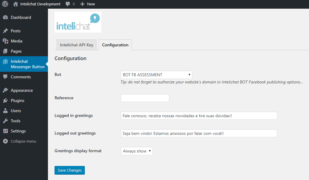 This is the plugin configuration where you can set the appearance of your Messenger button.