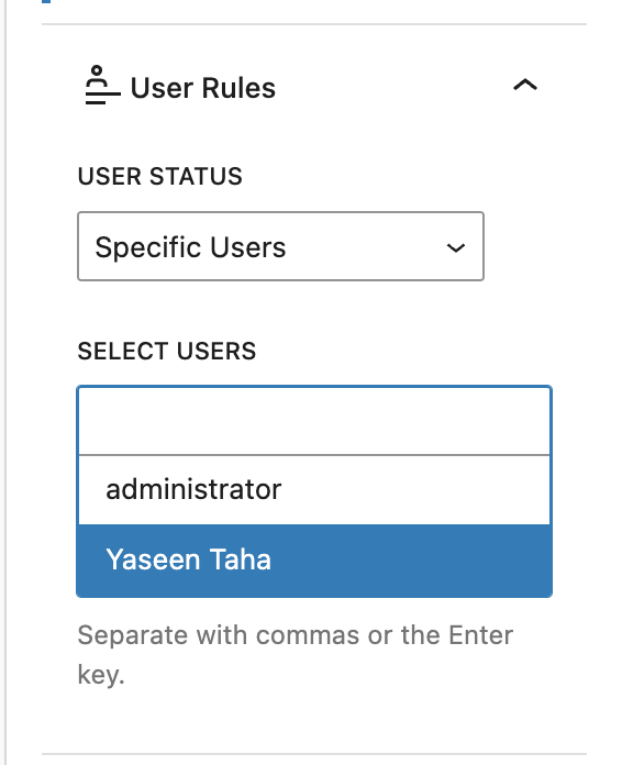 User role-based content visibility configuration.