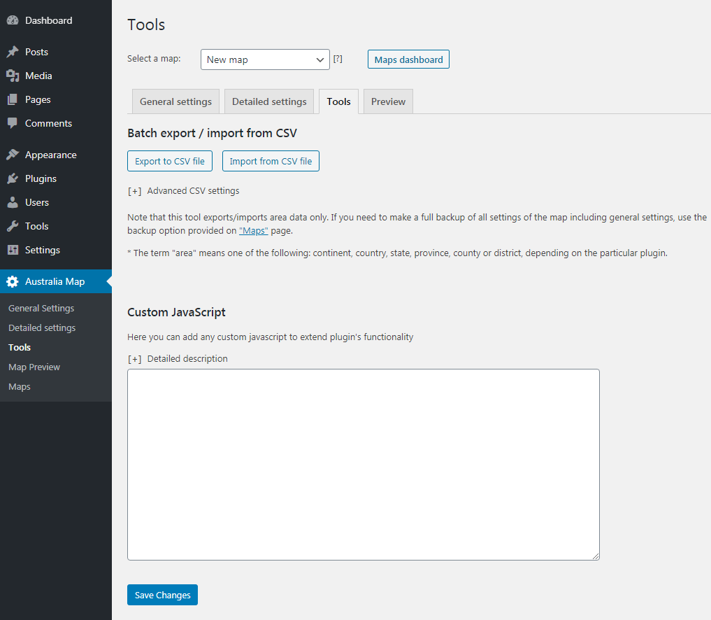 Export and import via CSV