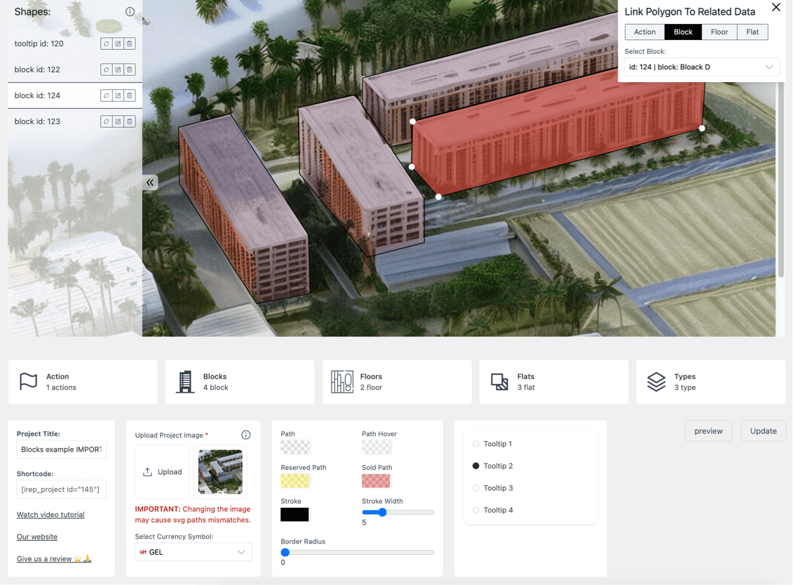 Block buildings example, create hotspots