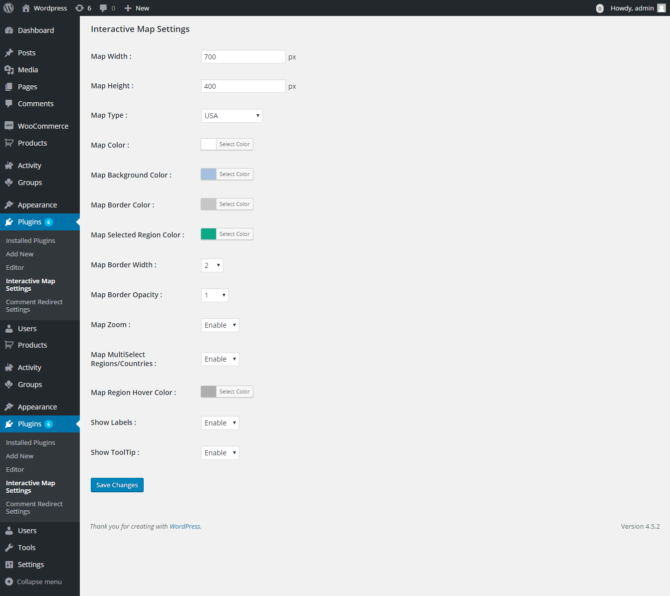 screenshot-1 - Available Plugin Options in Admin.