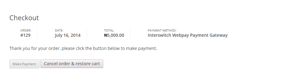 Order confirmation before payment is made