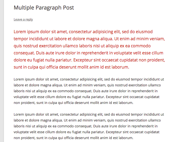 Example with twentytwelve and adjusted font size and color
