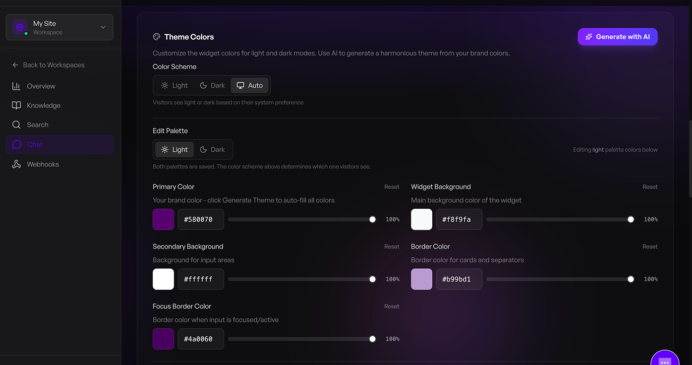 **Search Settings** – Replace default WordPress and WooCommerce search with AI powered semantic search. Configure advanced options like mixed content search and cache duration.