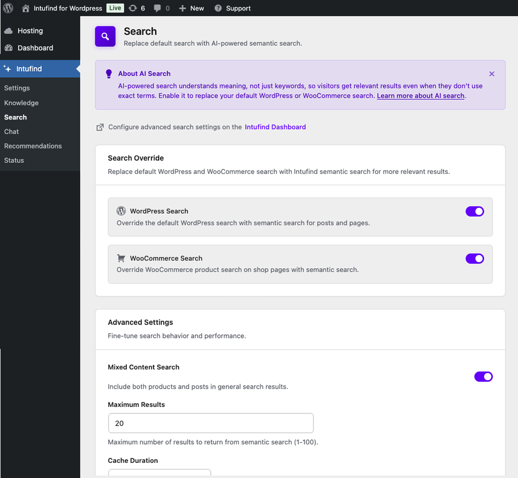 **Prompts Manager** – Create suggested questions that appear in your chat widget to guide visitors toward common topics.