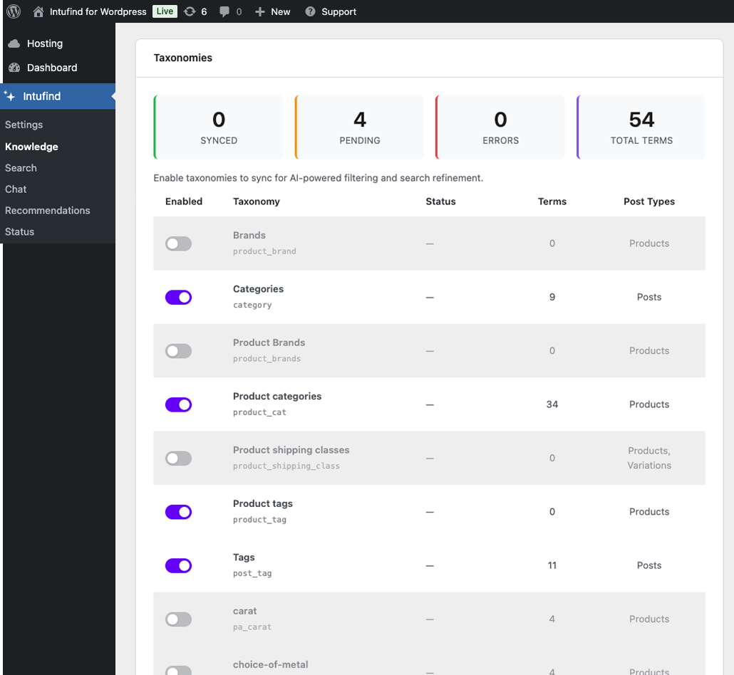 **API Keys** – Manage secret and publishable API keys for custom integrations and advanced implementations.