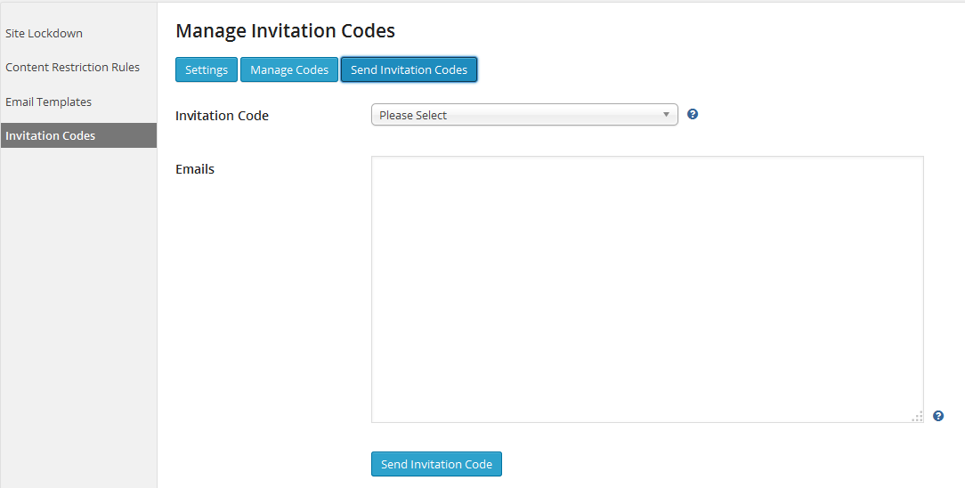 **Send Invitation Codes**