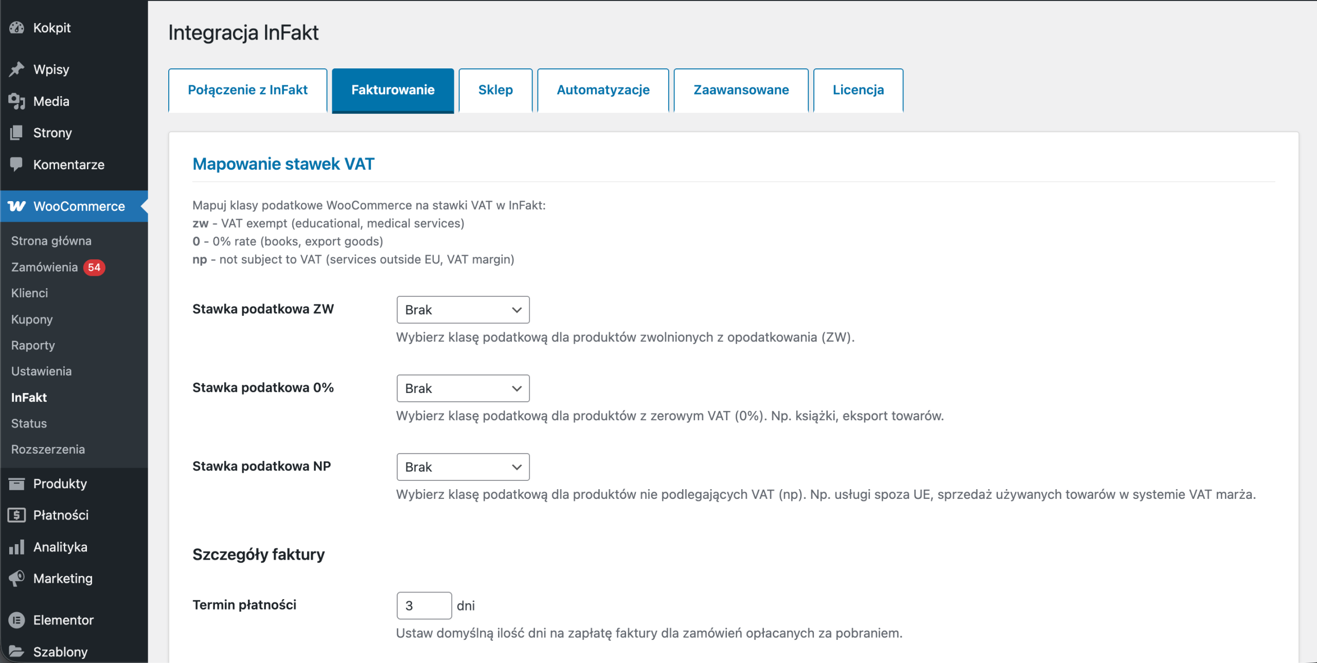 Invoicing settings (part 1)