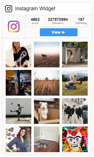 Instagram widget on the front end