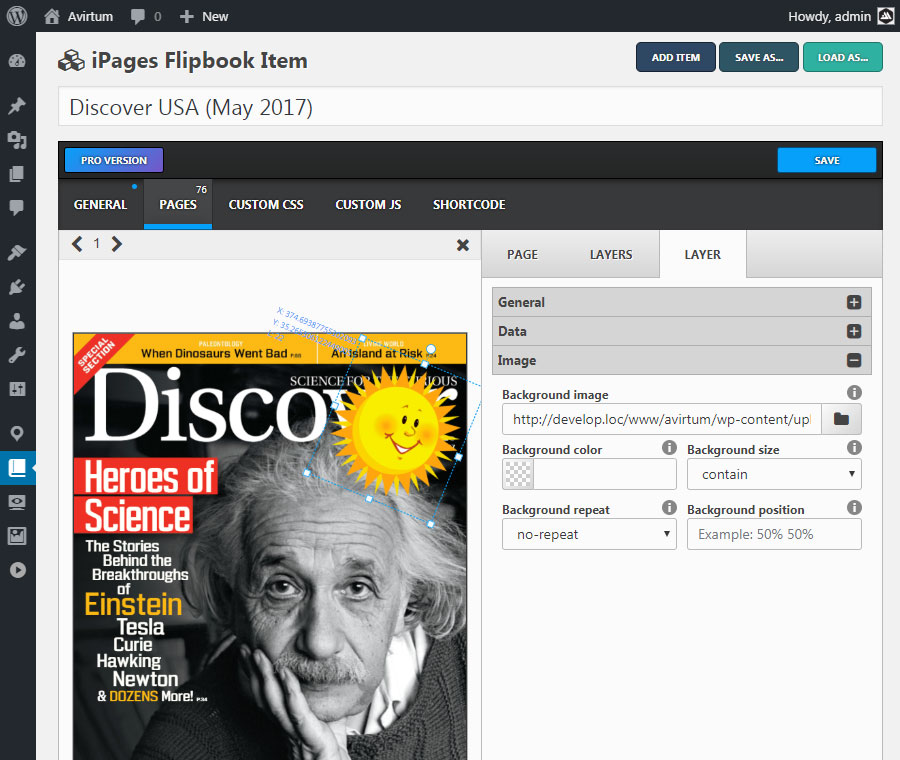 Create page layers