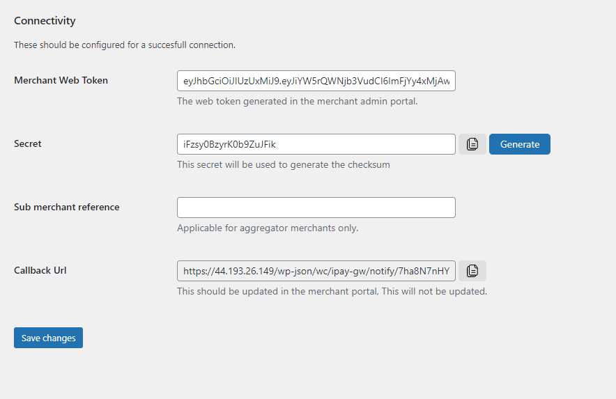 Payment Integration in iPay Merchant Web Portal.