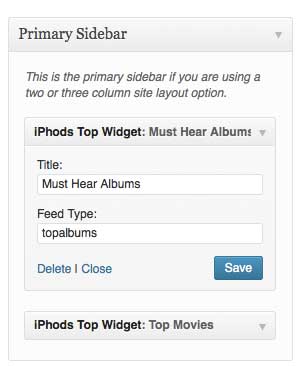 Sample widget with "topalbums" feed type (version 8.14)