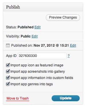 Add the app ID to the publish box.