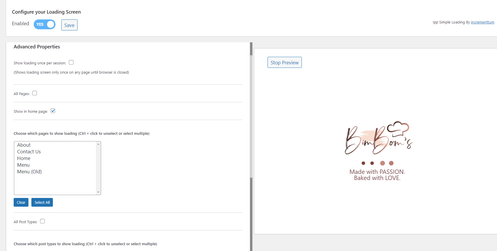 Backend Advanced settings
